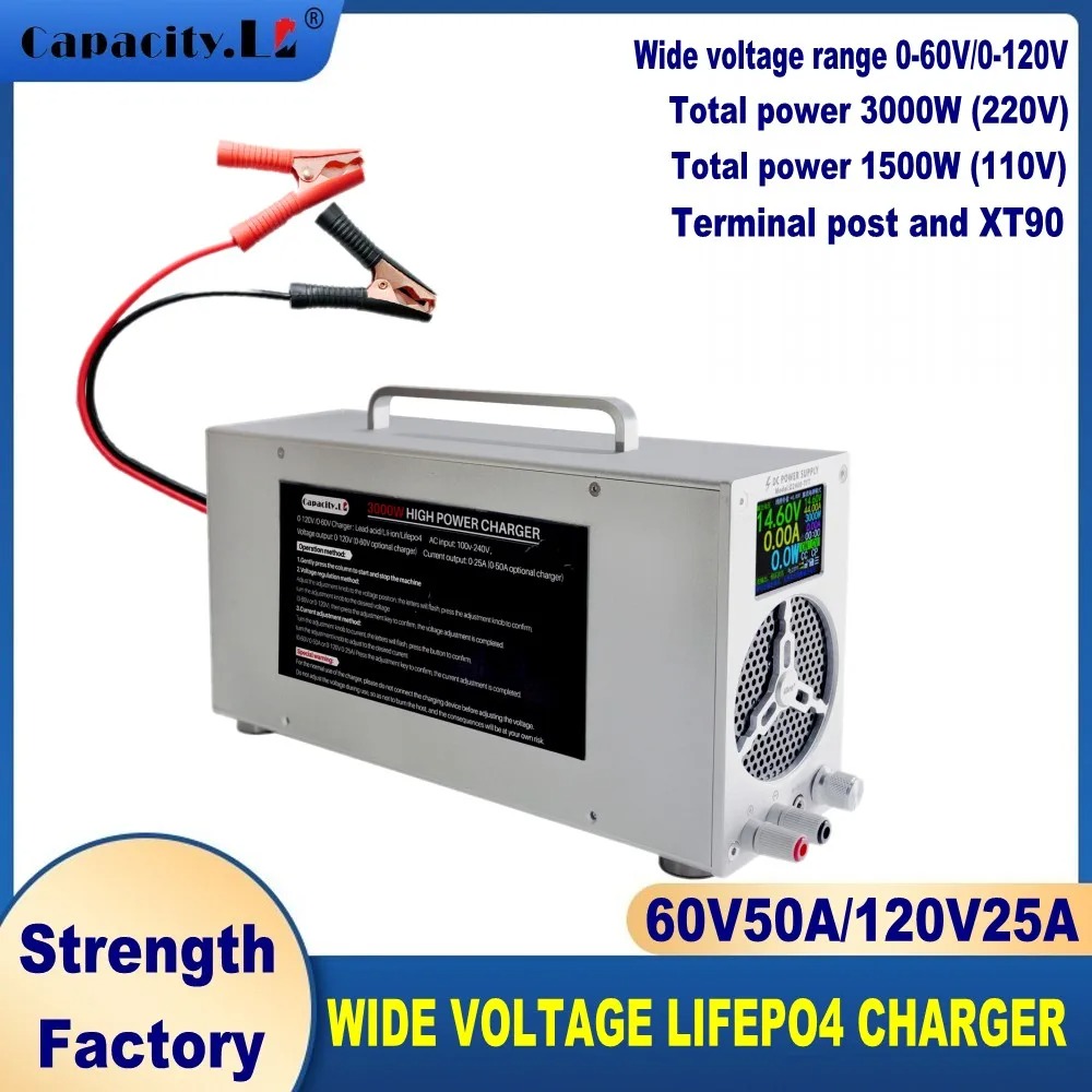 84V 20A Smart Charger - Caricabatterie rapido a corrente/tensione regolabile per